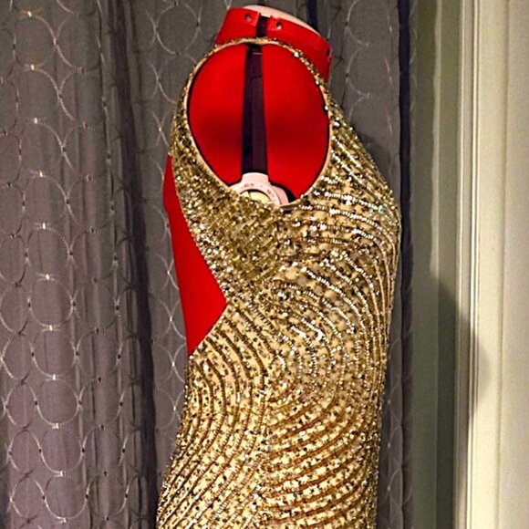 Aiden Mattox Luxurious Gold Beaded Gown - Picture 5 of 10